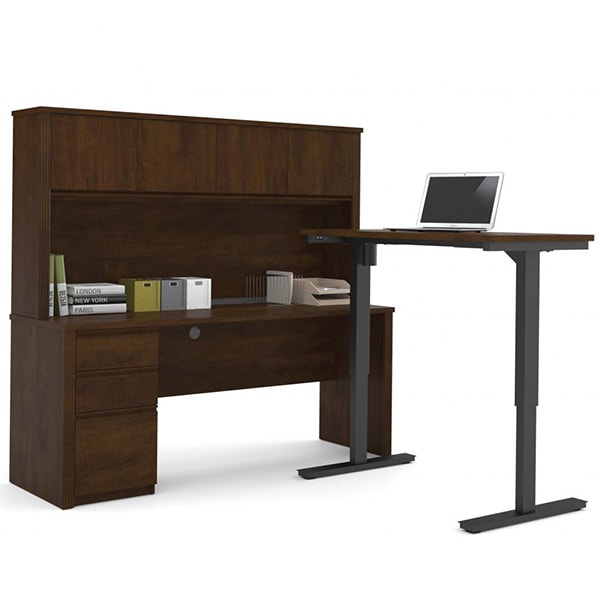 Bestar Prestige + L-Desk with Electric Height Adjustable Table