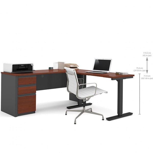 Bestar Prestige + L-Desk with Electric Height Adjustable Table