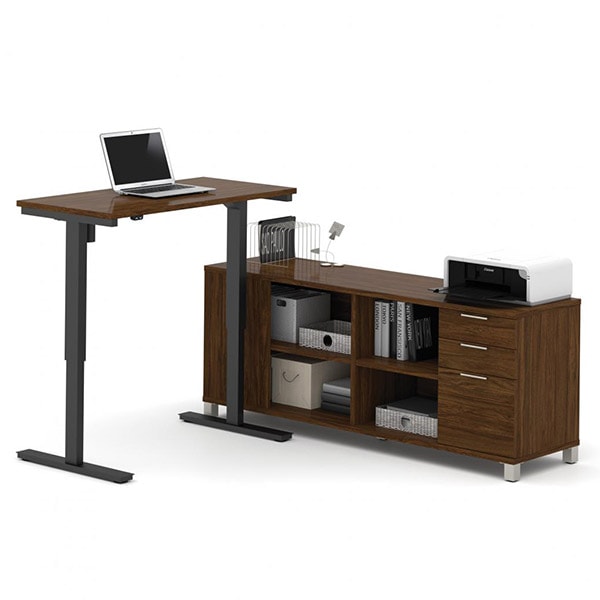 Bestar Pro-Linea L-Desk with Electric Height Adjustable Table