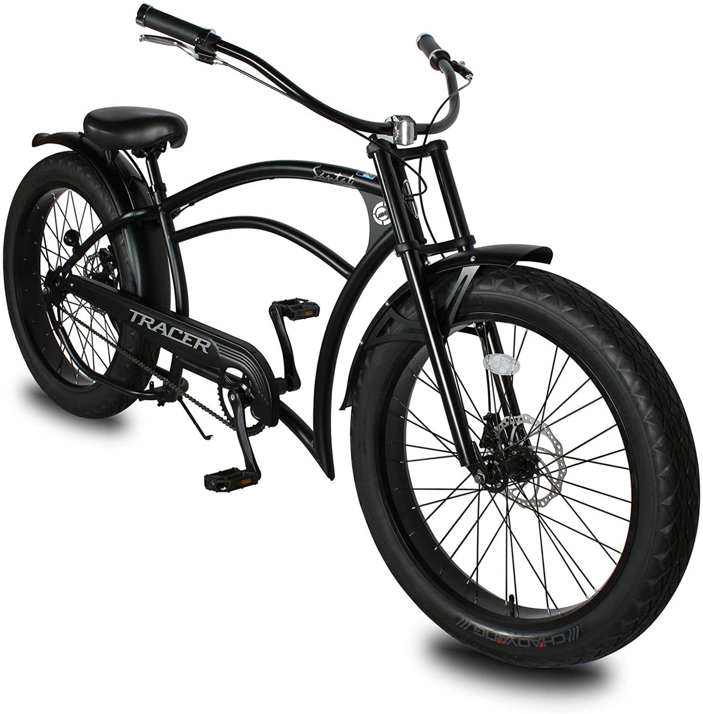 Tracer 26" Santak GT Chopper Stretch Cruiser 1-Speed Fat Tire Bike - MB-SANTAK-BL