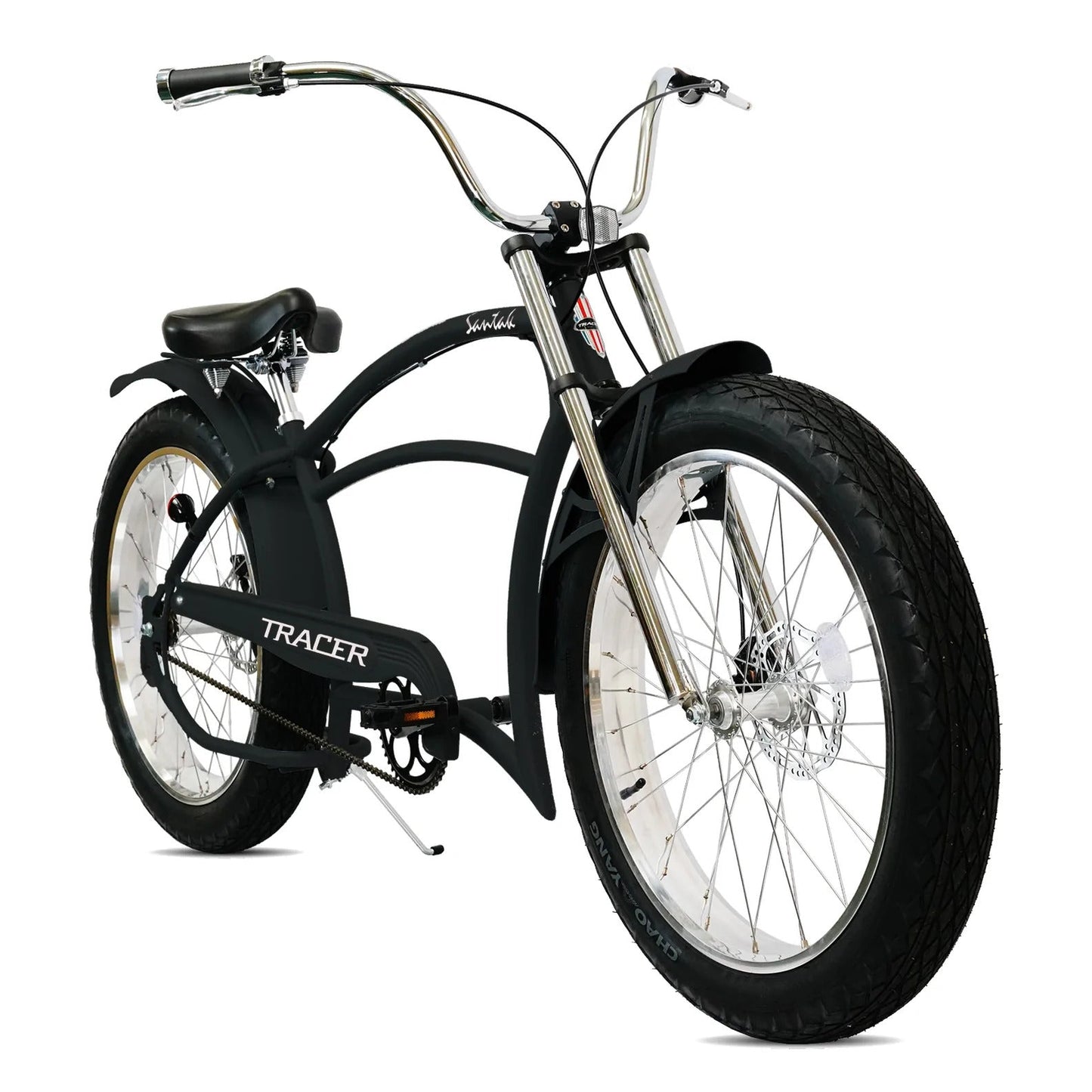 Tracer 26" Santak GT Chopper Stretch Cruiser 1-Speed Fat Tire Bike - MB-SANTAK-BL