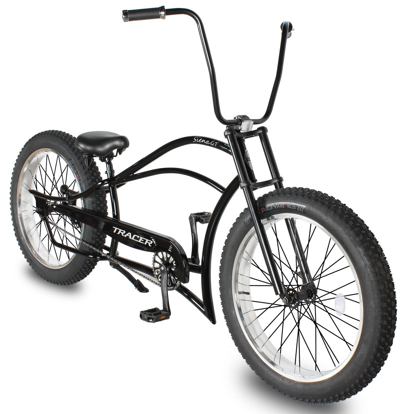 Tracer 26" Siena GT Chopper Stretch Cruiser Fat Tire Oversized Frame Bike - MB-SIENA GT-BK/PLS