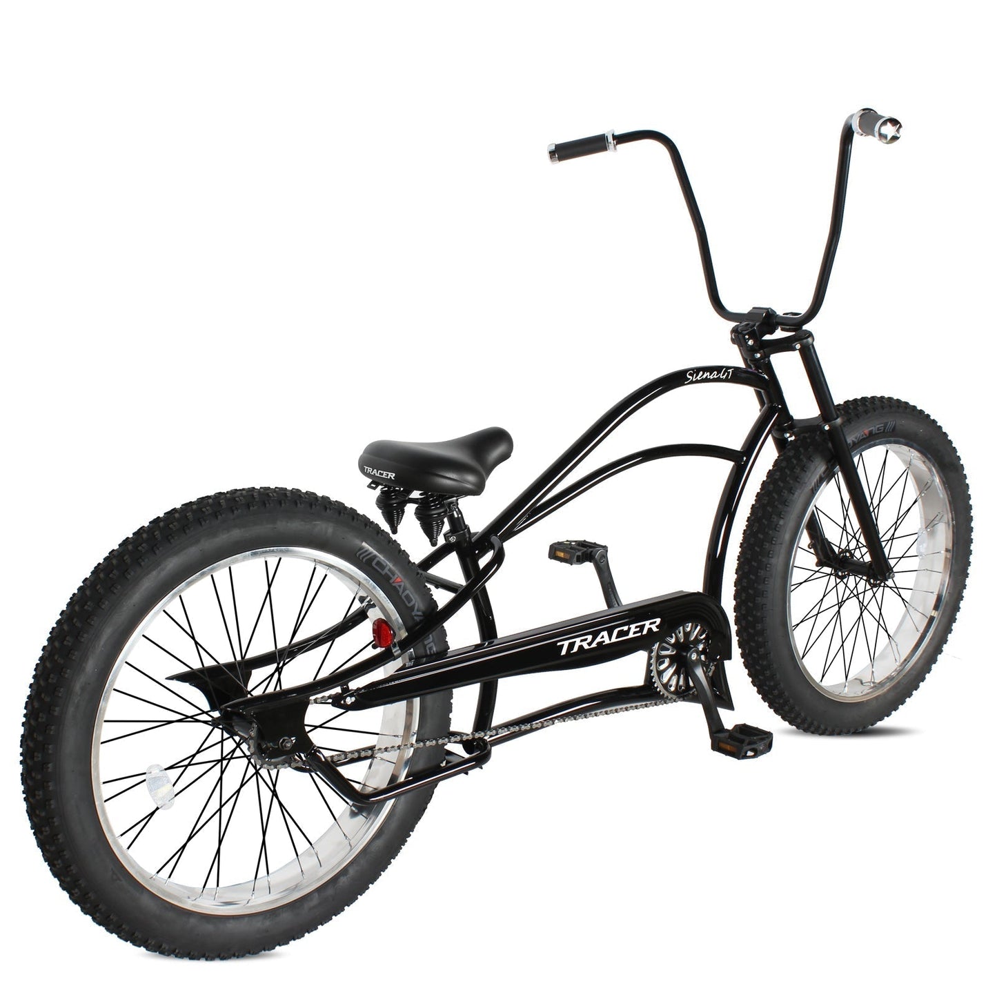 Tracer 26" Siena GT Chopper Stretch Cruiser Fat Tire Oversized Frame Bike - MB-SIENA GT-BK/PLS