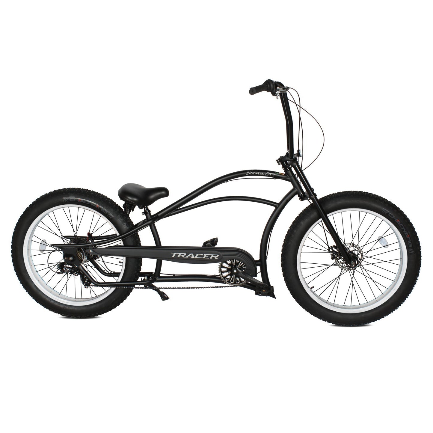 Tracer 26" Siena GT Chopper Stretch Cruiser Fat Tire Oversized Frame Bike - MB-SIENA GT-BK/PLS