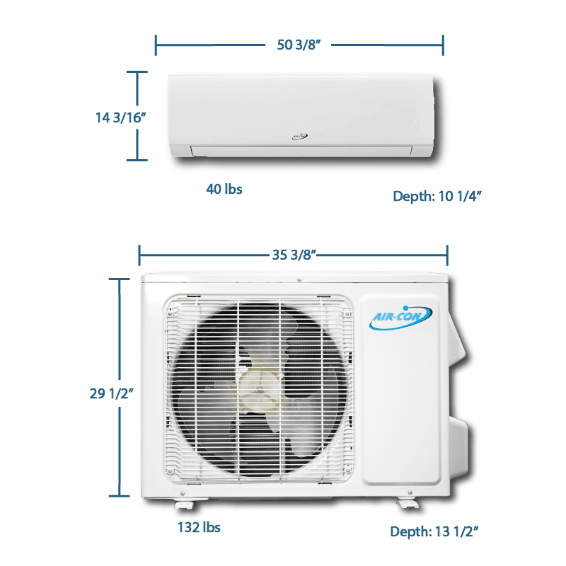 Air-Con Blue Hyper 24000 BTU 21 SEER Hyper Heat Mini Split Air Conditioner 15ft Lineset & Wiring