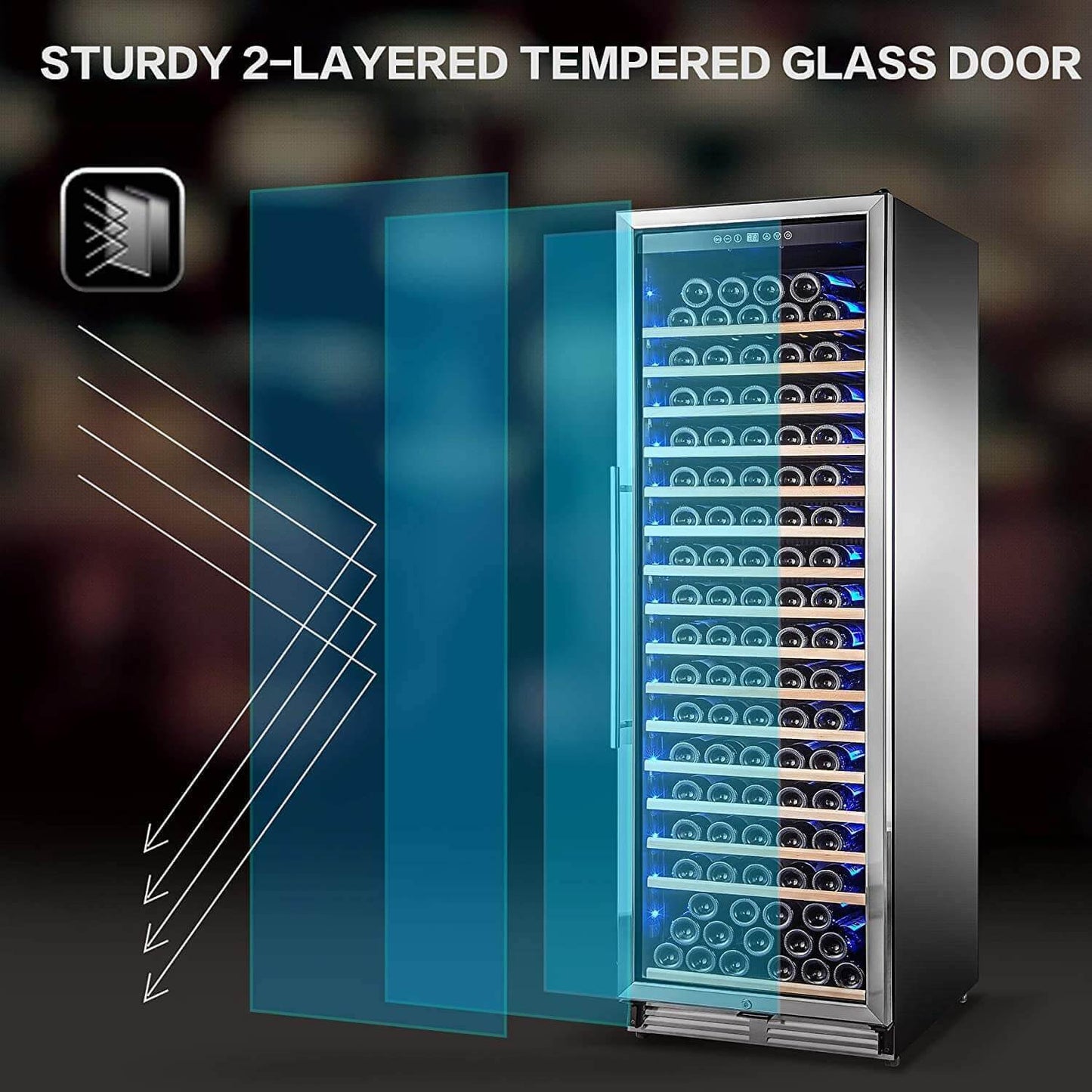 BODEGAcooler 24" Large Capacity 176 Bottles Wine Cooler Single Zone - YC-510A