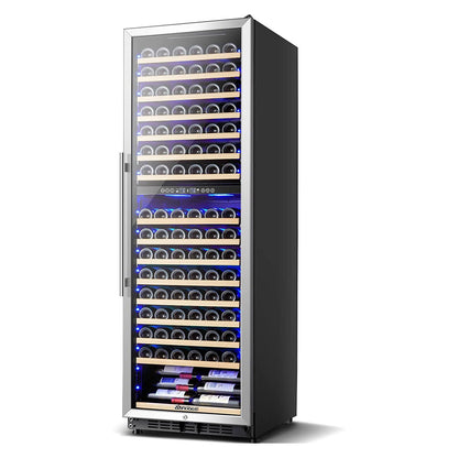 AAOBOSI 24" Free Standing 176 Bottles Wine Cooler in Stainless Steel with Wood Shelves  - YC-510B