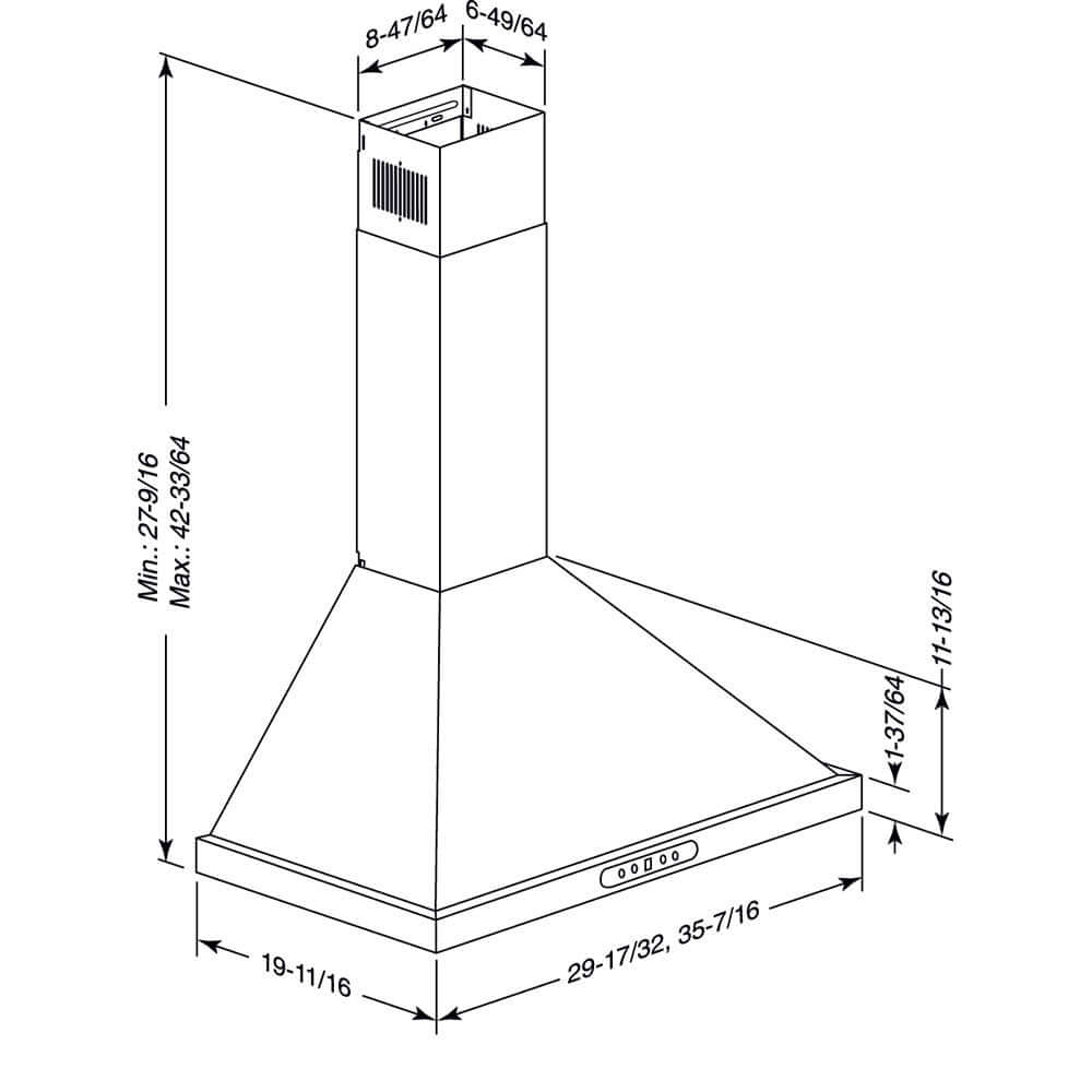 Broan Range Elite EWP1 Series Chimney Range Hood With Size Options - EWP1