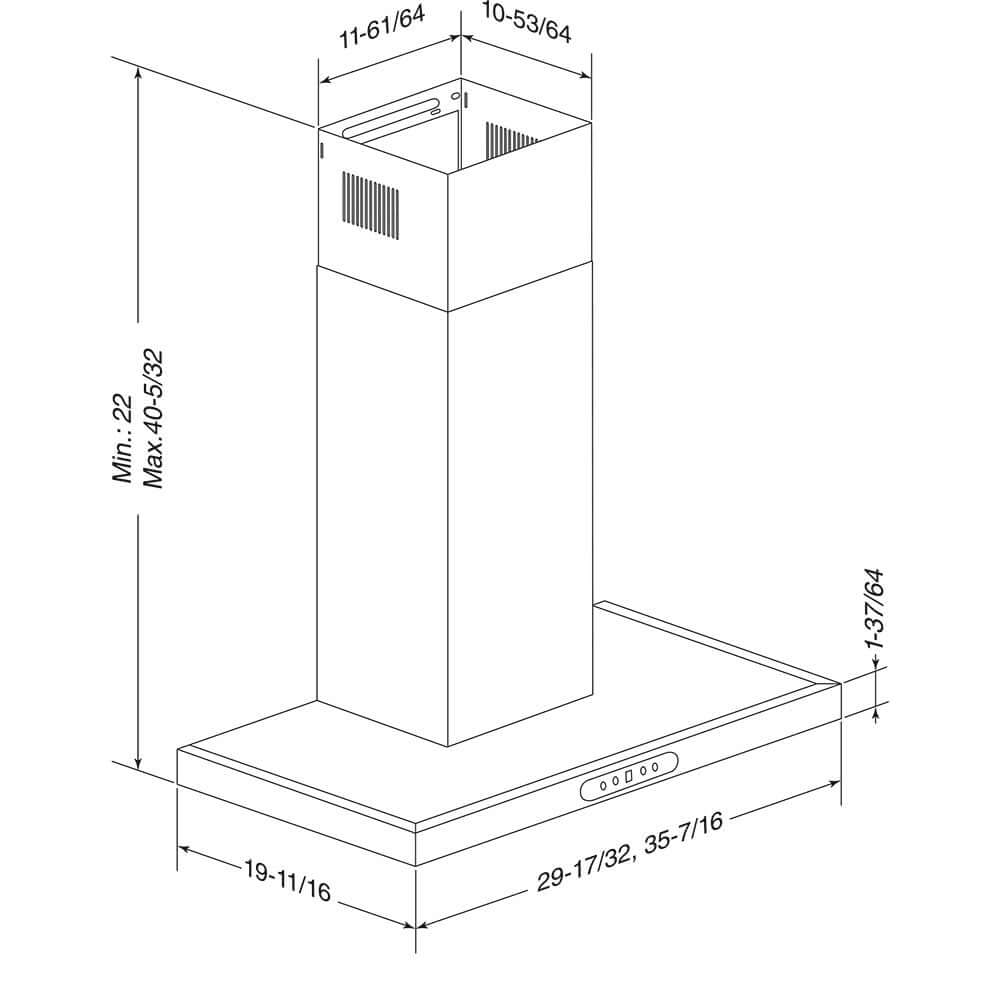 Broan Range Elite EWT1 Series Chimney Range Hood With Size Options - EWT16SS