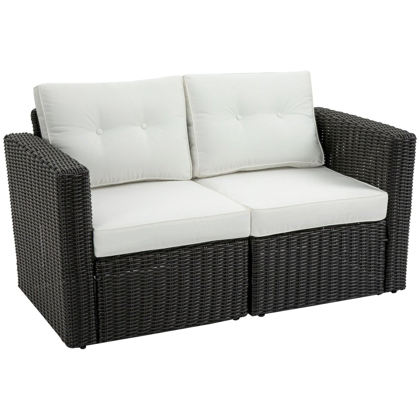 Outsunny 2-Piece Patio Corner Sofa Set with PE Rattan & Padded Cushions, Beige - 860-204CW