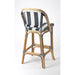 Butler Specialty Lila Blue & White Stripe Rattan Bar Stool - BUTLER-371529