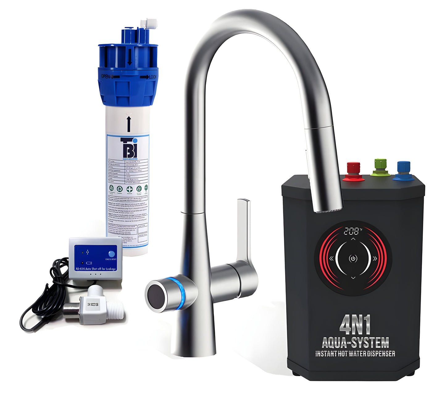 AquaNuTech 4N1 Aqua-System PLUS Contemporary Faucet with FL1000 Filtration System New - 4N1CASPLUS-CH