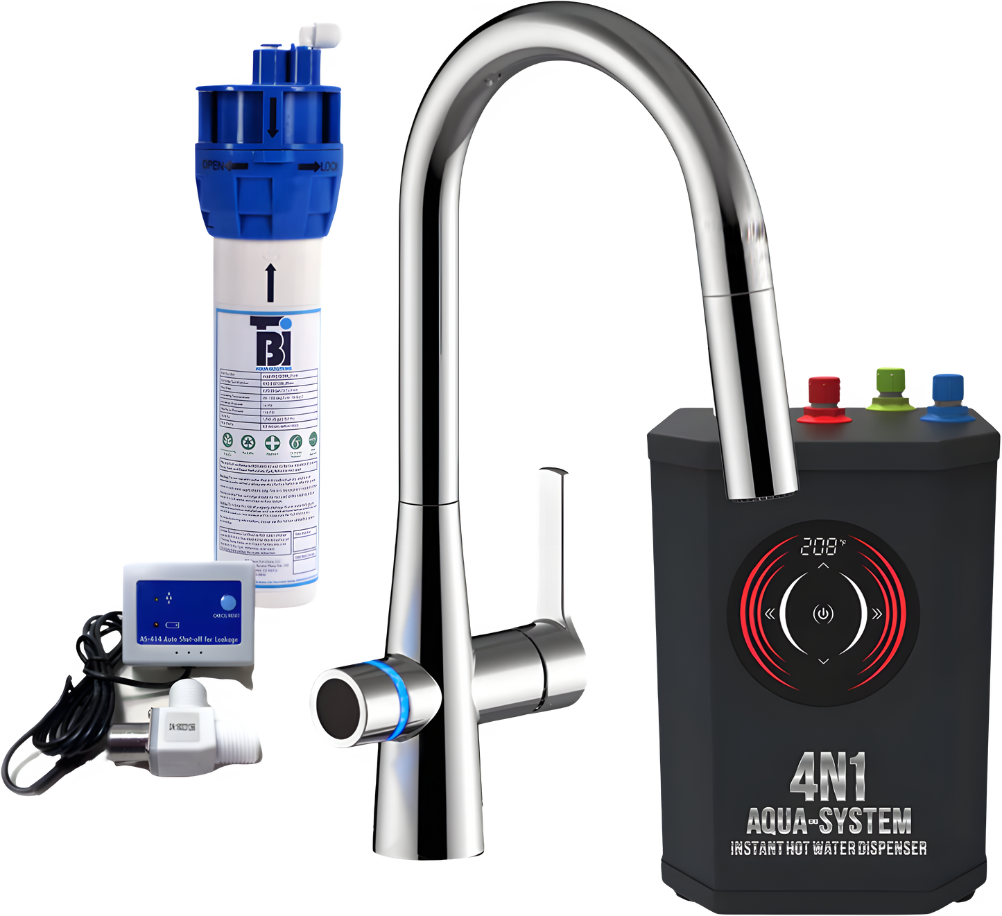 AquaNuTech 4N1 Aqua-System PLUS Contemporary Faucet with FL1000 Filtration System New - 4N1CASPLUS-CH