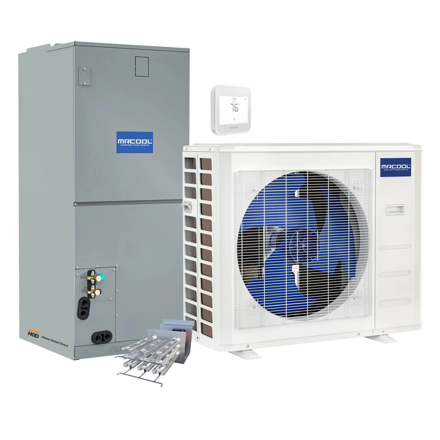 MRCOOL Hyper Heat 2nd Gen 24K BTU, 2 Ton, 18.3 SEER2 Heat Pump Condenser and Ducted Air Handler with 15kW Heat Kit (C24HP230BL00H15)