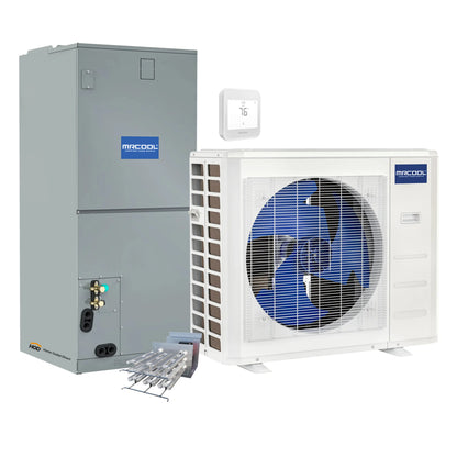 MRCOOL Hyper Heat 2nd Gen 30K BTU, 2.5 Ton, 16.8 SEER2 Heat Pump Condenser and Ducted Air Handler with 10kW Heat Kit (C30HP230BL00H10)
