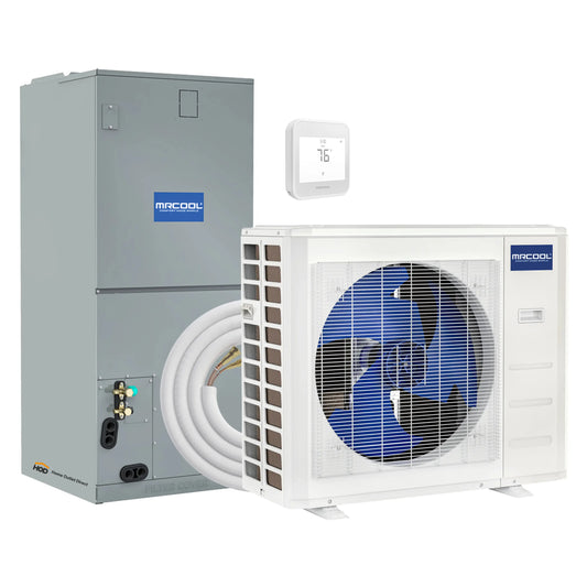 MRCOOL Hyper Heat 2nd Gen 30K BTU, 2.5 Ton, 16.8 SEER2 Heat Pump Condenser and Ducted Air Handler with 15 Ft. R-454B No-Vac Lineset (CENTRAL-30-HP-230B15)