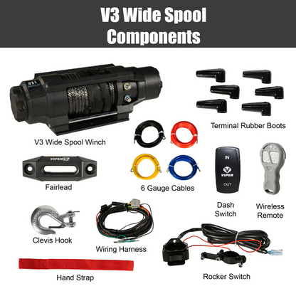 MotoAlliance Viper UTV Winch V3 Wide Spool 6000lbs New - V36000SE_BL