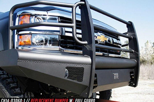 Fab Fours CH14-Q3060-1 Chevy Silverado 2500/3500 2015-2019 Black Steel Elite Front Bumper Full Guard with Tow Hooks