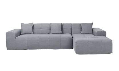 Deko Living 3 Piece Gray Compressed Foam Sectional Sofa Lounger and Table Set  - CIF50018