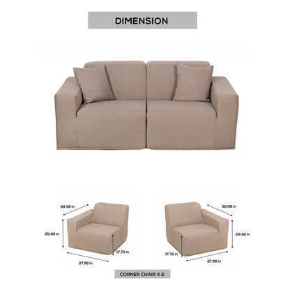 Deko Living 2 Piece Seating Brown Compressed Foam Sectional Sofa  - CIF50117SET