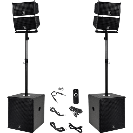 Proreck PA Speaker System 6000W Combo 4 Line Array Speakers and 15" Subwoofer with Bluetooth and Remote New - CLUB-6000