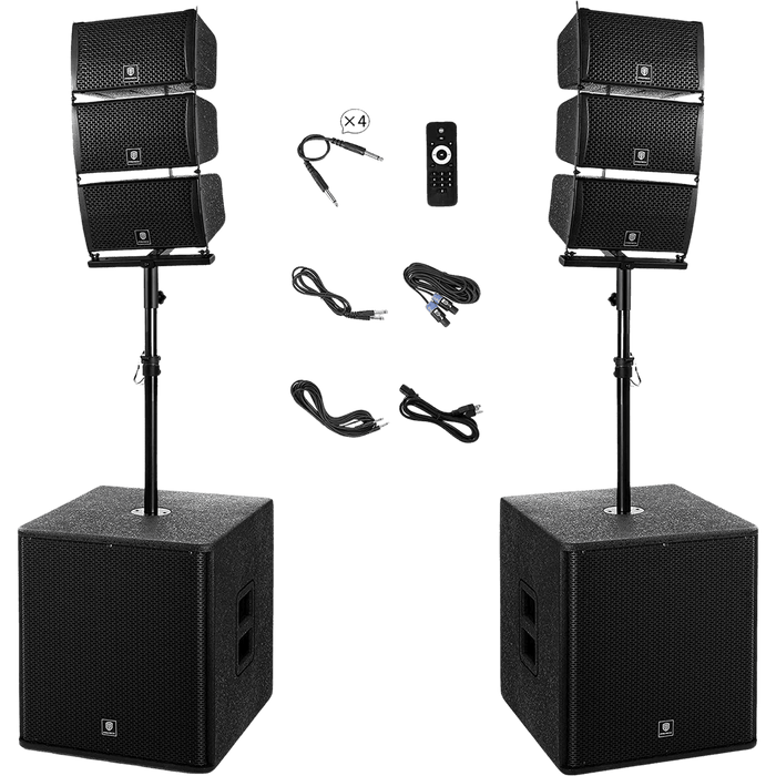 Proreck PA Speaker System 8000W Combo 6 Line Array Speakers and 18" Subwoofer with Bluetooth and Remote New - CLUB-8000