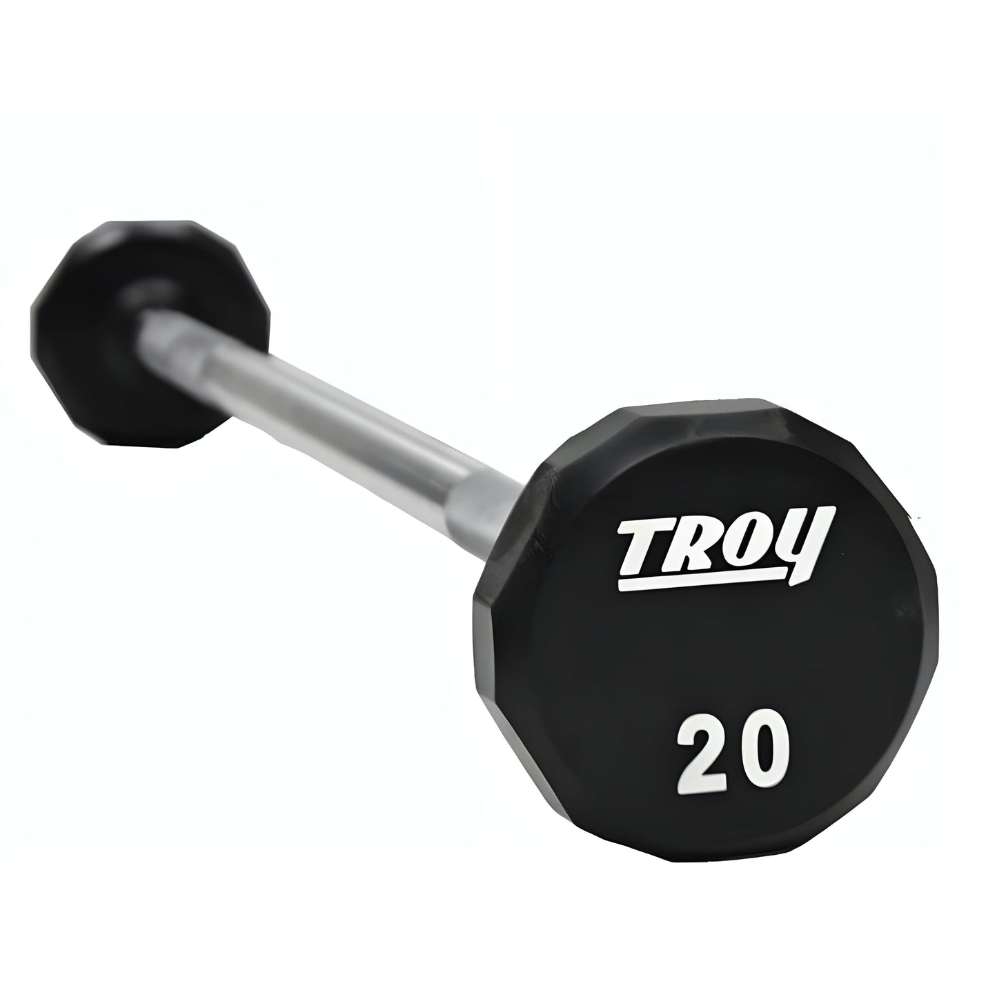 Troy 12-Sided Urethane Straight Barbell Set with Rack - COMMPAC-TSBU110