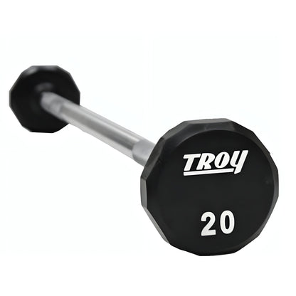 Troy 12-Sided Urethane Straight Barbell Set with Rack - COMMPAC-TSBU110