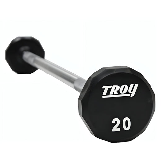 Troy 12-Sided Urethane Straight Barbell Set with Rack - COMMPAC-TSBU110
