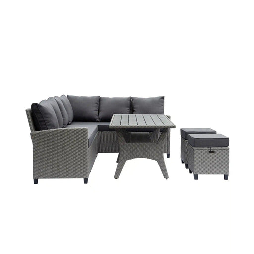 Deko Living Outdoor Wicker Patio Sectional Sofa & Ottoman Set with Table - COP30006