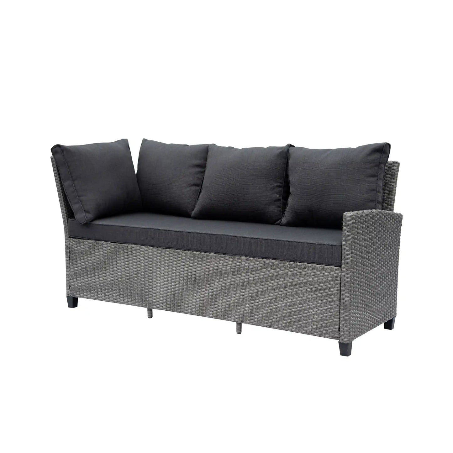 Deko Living Outdoor Wicker Patio Sectional Sofa & Ottoman Set with Table  - COP30006