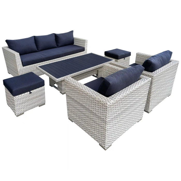 Deko Living Outdoor Wicker Patio Sofa & Ottoman Set with Adjustable Table Height - COP30010