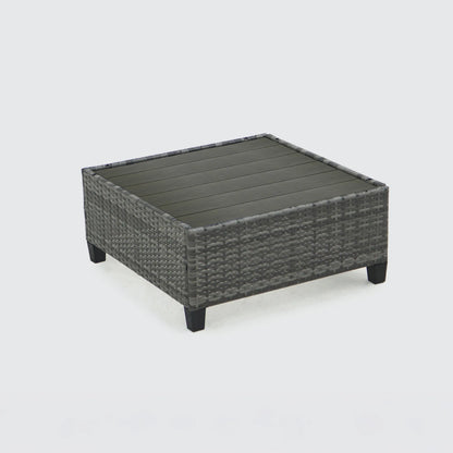 Deko Living 8 Piece Gray Outdoor Sectional Wicker Sofa Chairs and Tables  with Interchangable Blue and Gray Cushion Covers  - COP30111
