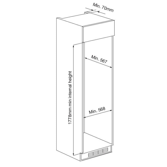 Kleenmaid CRZ25511 Integrated Top Mount Refrigerator with Bottom Mount Freezer