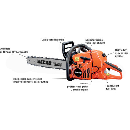 Echo CS-590 Timber Wolf Chain Saw - 59.0 CC, 4.02 HP - CS-590 Powerhead Only