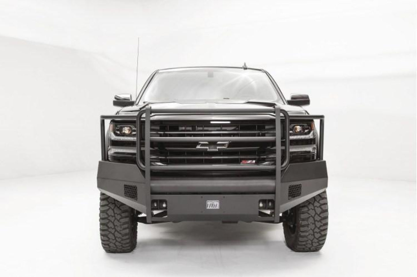 Fab Fours CS16-R3860-1 Chevy Silverado 1500 2016-2018 Black Steel Elite Front Bumper Full Guard with Tow Hooks