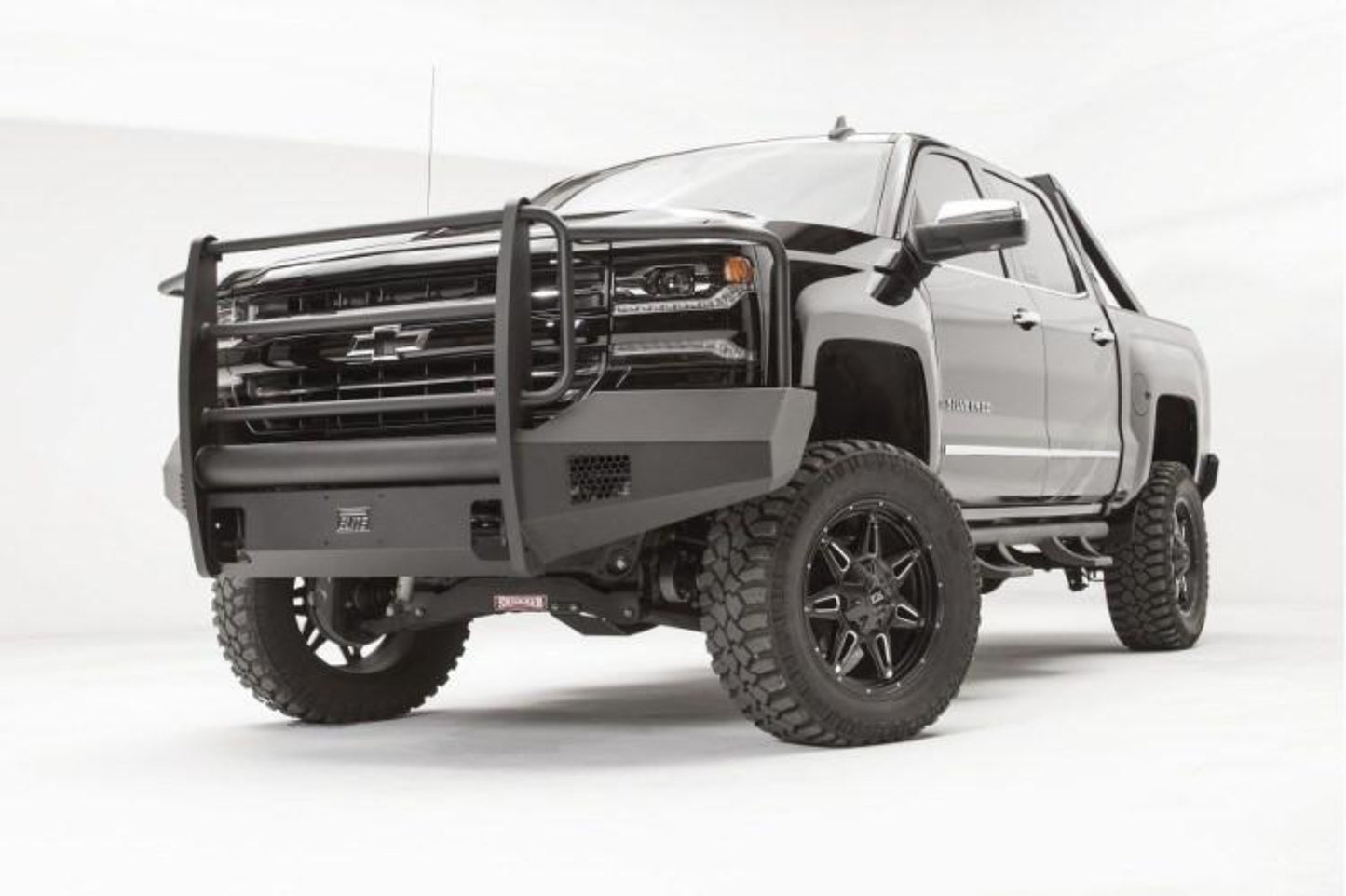 Fab Fours CS16-R3860-1 Chevy Silverado 1500 2016-2018 Black Steel Elite Front Bumper Full Guard with Tow Hooks