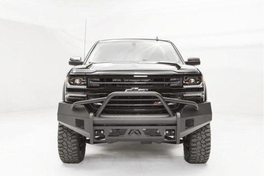 Fab Fours CS16-R3862-1 Chevy Silverado 1500 2016-2018 Black Steel Elite Front Bumper Pre-Runner Guard with Tow Hooks
