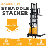 Apollolift Power Lift Straddle Stacker 3300Lbs 118"Lifting - A-3012