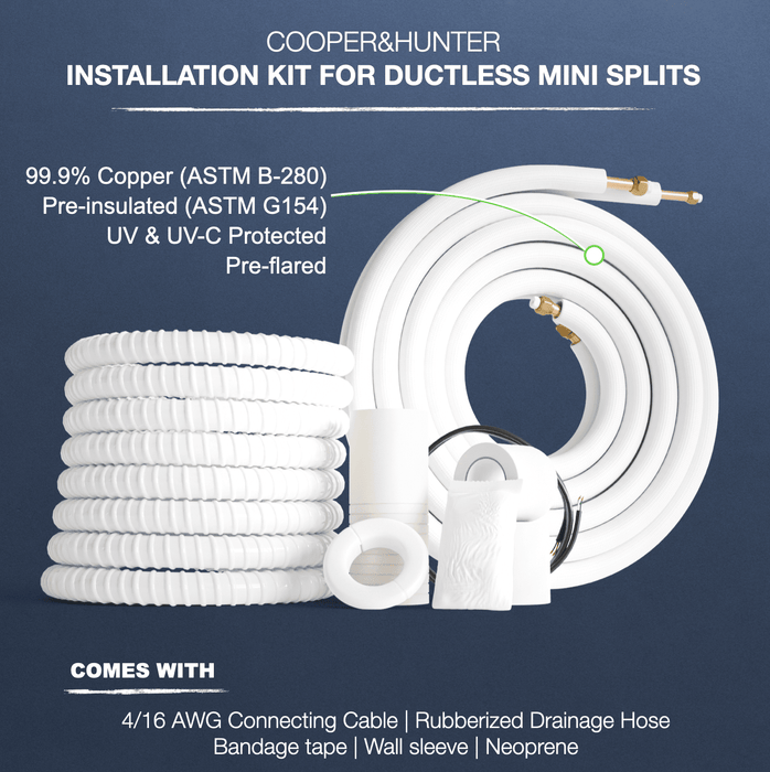 Cooper&Hunter, Olivia Series, 12,000 BTU, 115V, 22 SEER Ductless Mini Split AC/Heater + Installation Kit Option Wi-Fi Adapter Included - CH-ES12-115VO/NO KIT