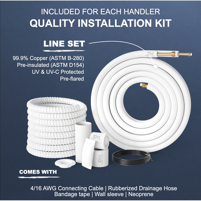 Cooper & Hunter 36,000 BTU 230V 17.5 SEER Ceiling Cassette, Hyper Series Light Commercial Ductless Mini Split 3 TON AC Heat Pump + Installation Kit Option - CH-HYP36LCUO & CH-36LCCT-230VI