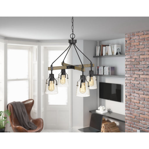 Cal Lighting 60W X 4 Aosta Metal Chandelier With Bubbled Glass Shades Edison Bulbs Are Not Included FX-3735-4