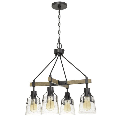 Cal Lighting 60W X 4 Aosta Metal Chandelier With Bubbled Glass Shades Edison Bulbs Are Not Included FX-3735-4