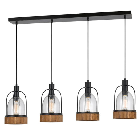 Cal Lighting Beacon 4-Light Island Fixture with Dark Wood Finish - FX-3584-4