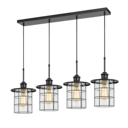 Cal Lighting Silverton 4-Light Metal and Glass Lantern Pendant Light with Edison Bulbs - FX-2668-4P