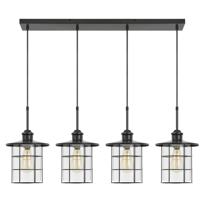 Cal Lighting 60W X 4 Silverton Metal/Glass Pendant Fixture FX-2668-4P