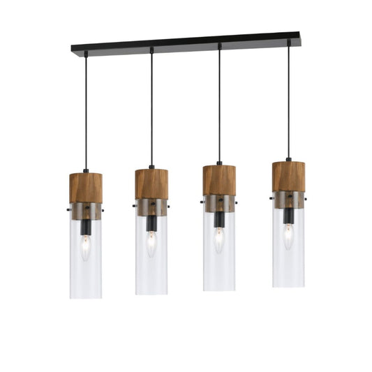 Cal Lighting 4-Light Spheroid Island Fixture in Dark Bronze and Wood - FX-3583-4