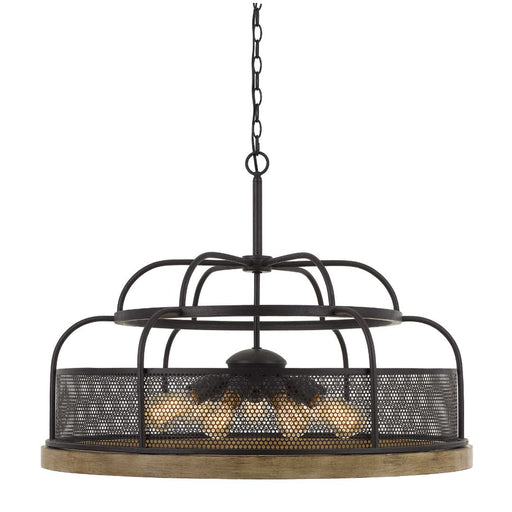 Cal Lighting Akaki 60W X 9 Metal/Pine Wood Chandelier FX-3706-9