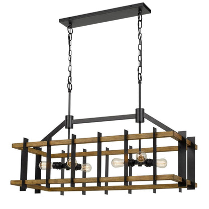 Alpine Cal Lighting Bruck 60W X 6 Metal/Pine Wood Island Chandelier - FX-3705-6