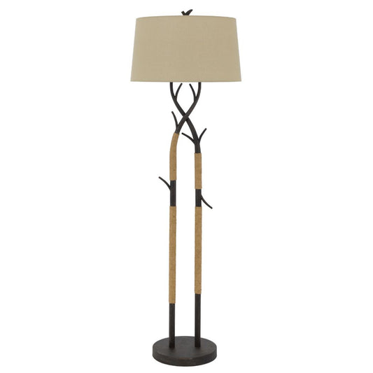Cal Lighting Pecos Metal Tree Branch Floor Lamp with Wrapped Ropes in Black Iron - BO-3029FL